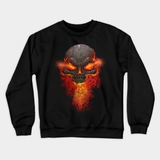 Flaming Skull on Fire Burning Skull Crewneck Sweatshirt